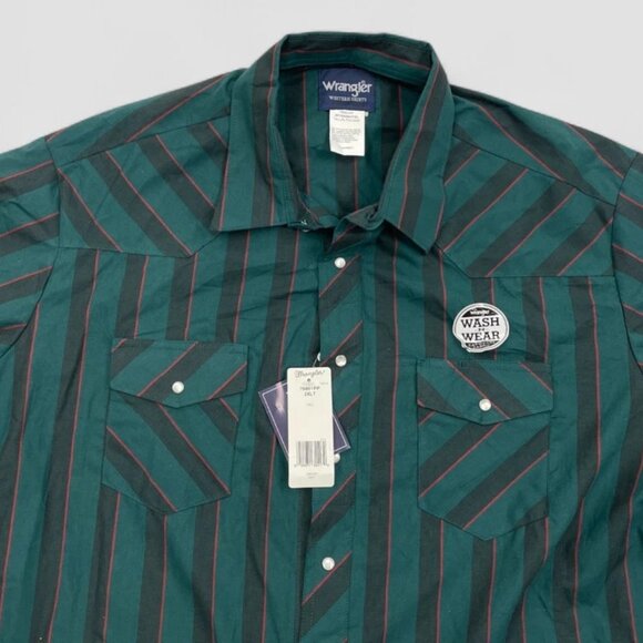 Wrangler Men's Western Shirt Dead Stock Vintage Snap Cowboy Short Sleeve 2XL XXL - Picture 2 of 6